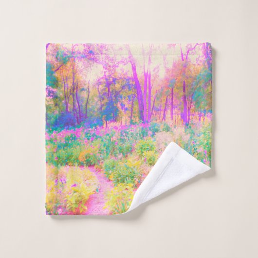 Lichtroze en koraaltuin bad handdoek (Wasdoekje)