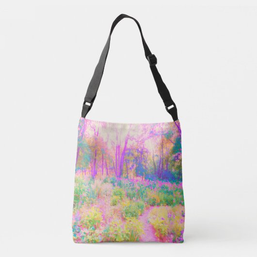 Lichtroze en koraaltuin crossbody tas (Achterkant)