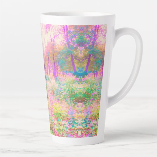 Lichtroze en koraaltuin latte mok (Rechts)