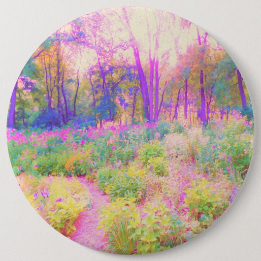 Lichtroze en koraaltuin ronde button 6,0 cm (Voorkant)