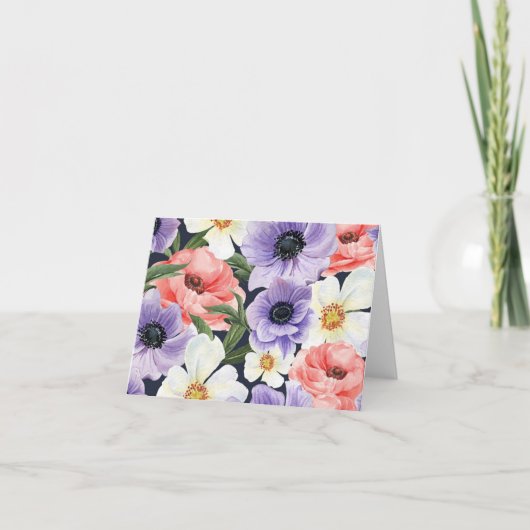 Lichtroze en lavender Floral Card Bedankkaart (Voorkant)