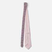 Lichtroze en marineblauwe houndstooth stropdas (Achterkant)