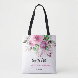 Lichtroze en Paarse Bloemen Save the Date Tas Ba