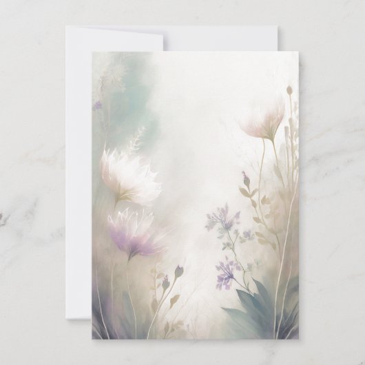 Lichtroze en paarse bloemenblanco bruiloft kaart (Voorkant)