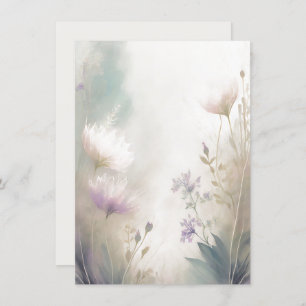 Lichtroze en paarse bloemenblanco bruiloft kaart