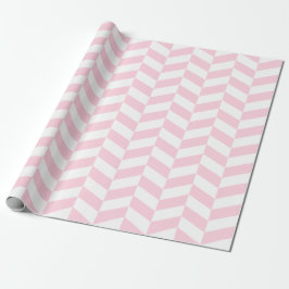 Lichtroze en wit Extra Groot Herringbone Cadeaupapier