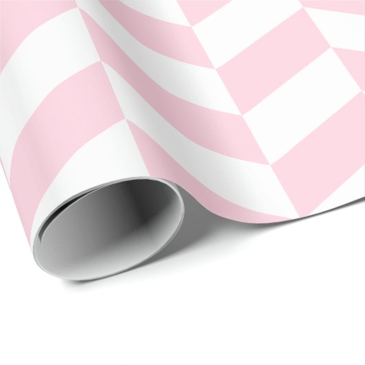 Lichtroze en wit Extra Groot Herringbone Cadeaupapier (Rol Hoek)