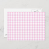 lichtroze en wit gingham patroon preppy girly briefkaart (Voorkant / Achterkant)