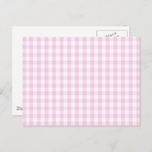 lichtroze en wit gingham patroon preppy girly briefkaart (Voorkant / Achterkant)