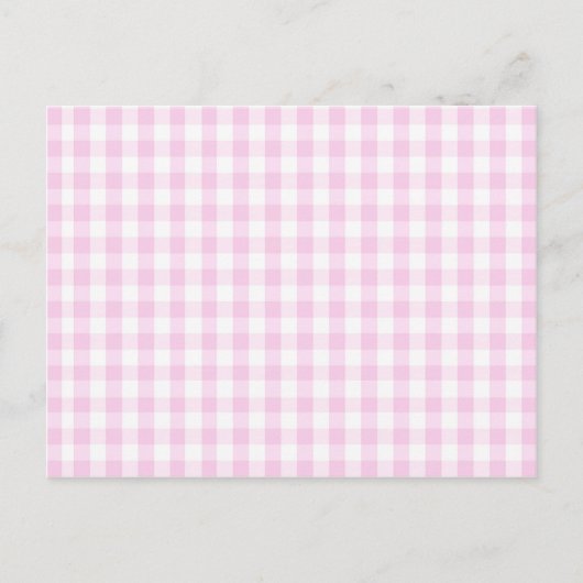 lichtroze en wit gingham patroon preppy girly briefkaart (Voorkant)