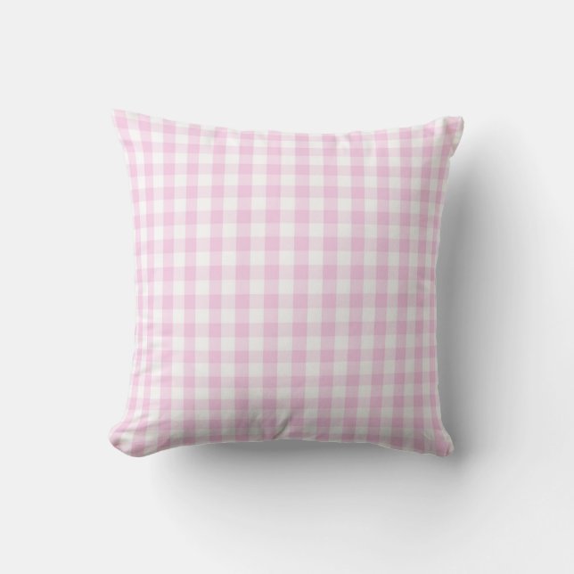 lichtroze en wit gingham patroon preppy girly kussen (Voorkant)