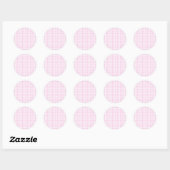 lichtroze en wit gingham patroon preppy girly ronde sticker (Vel)