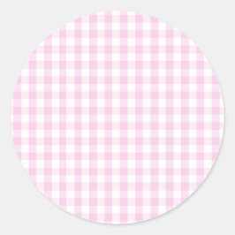 lichtroze en wit gingham patroon preppy girly ronde sticker