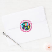 Lichtroze en Wit Retro Patroon Ronde Sticker (Envelop)