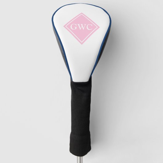 Lichtroze en witte aangepaste monogram golfheadcover (Voorkant)