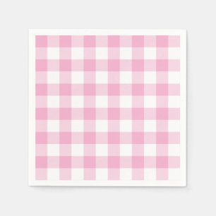 Lichtroze en witte Buffalo geruite gingham Servet
