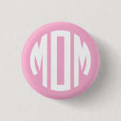 Lichtroze en witte cirkel monogram MOM Ronde Button 3,2 Cm (Voorkant)