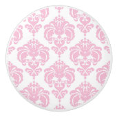 Lichtroze en witte Damask Elegant Chic Bedroom Keramische Knop (Voorkant)