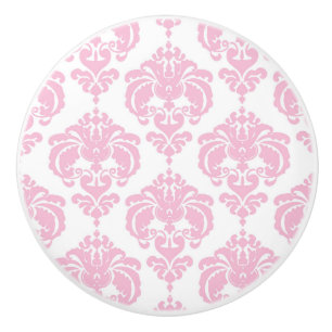 Lichtroze en witte Damask Elegant Chic Bedroom Keramische Knop