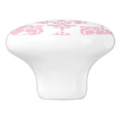 Lichtroze en witte Damask Elegant Chic Bedroom Keramische Knop (Zijkant)