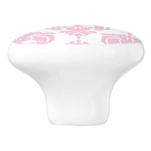 Lichtroze en witte Damask Elegant Chic Bedroom Keramische Knop (Zijkant)