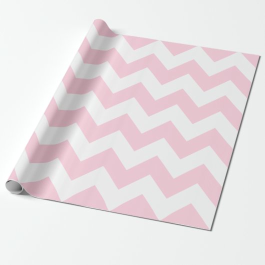 Lichtroze en witte extra grote Chevron Cadeaupapier (Uitgerold)