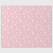 Lichtroze en witte feestelijke kerstsnowflakes cadeaupapier (Vlak)