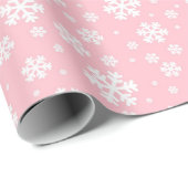 Lichtroze en witte feestelijke kerstsnowflakes cadeaupapier (Rol Hoek)