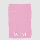 Lichtroze en witte gepersonaliseerde golfhanddoek (Voorkant)