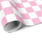 Lichtroze en Witte Geruite Cadeaupapier (Rol Hoek)