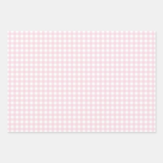 Lichtroze en witte gingham inpakpapier vel (Voorkant)