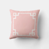 Lichtroze en witte Griekse sleutel Kussen (Achterkant)