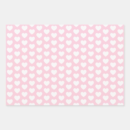 Lichtroze en witte harten inpakpapier vel (Voorkant 2)
