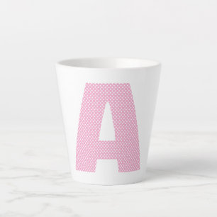 Lichtroze en witte Polka Dot Bold Monogram Latte Mok
