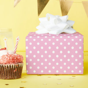 Lichtroze en witte Polka Dots Cadeaupapier