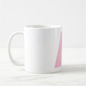 Lichtroze en witte polkadot vette monogram koffiemok (Links)