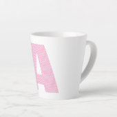Lichtroze en witte polkadot vette monogram latte mok (Rechterhoek)