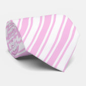 Lichtroze en witte snoepjes strepen stropdas (Opgerold)