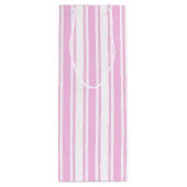 Lichtroze en witte snoepjes strepen wijn cadeautas (Achterkant)