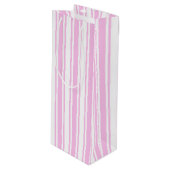 Lichtroze en witte snoepjes strepen wijn cadeautas (Voorkant Gekanteld)
