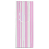 Lichtroze en witte snoepjes strepen wijn cadeautas (Voorkant)