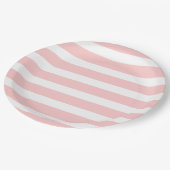 Lichtroze en witte strepen papieren bordje (Gekanteld)