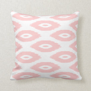 Lichtroze en witte tribal Ikat Stippen Kussen