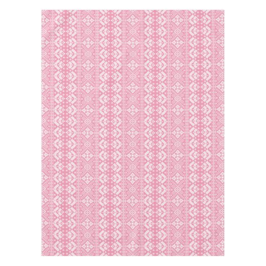 Lichtroze en witte winterfeestdag tafelkleed (Voorkant)