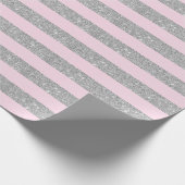 Lichtroze en zilverglitterstrips cadeaupapier (Hoek)