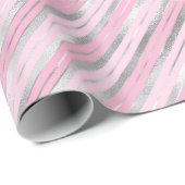 Lichtroze en zilverstrips cadeaupapier (Rol Hoek)