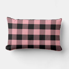Lichtroze en zwarte Buffalo Plaid Kussen