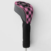 Lichtroze en zwarte Buffalo speldennaam Monogram G Golfheadcover (Schuin)