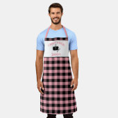 Lichtroze en zwarte Cook Buffalo Plaid Pattern Schort (Gedragen)