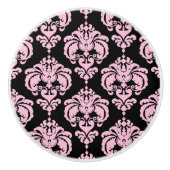 Lichtroze en zwarte Damask Elegant Chic Bedroom Keramische Knop (Voorkant)